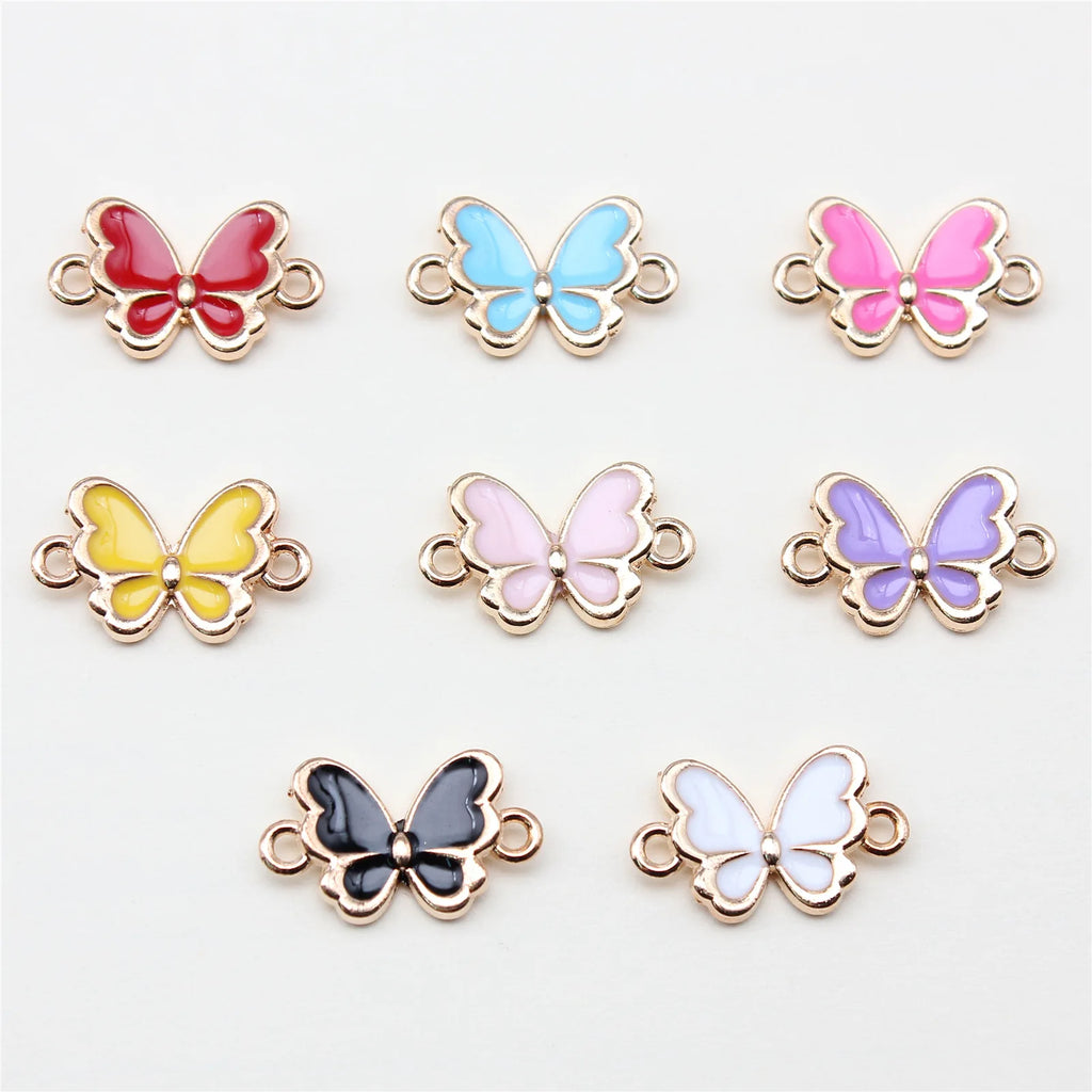 17.5x10.4mm 1g Multicolor Zinc Alloy Butterfly Connector Charm for DIY Bracelet Necklace Jewelry Making