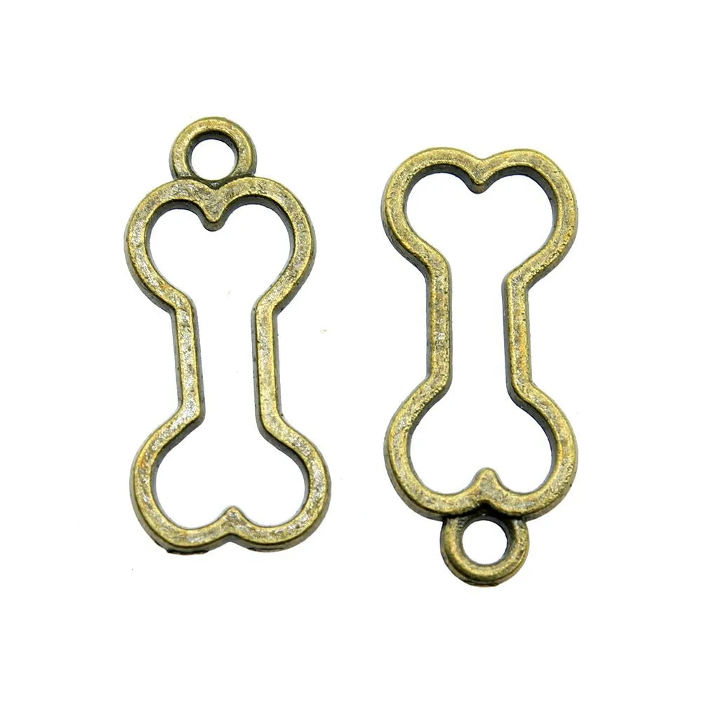 25x11mm 0.8g Multicolor Zinc Alloy Hollow Bone Charm Pendant for Pet Theme DIY Jewelry Making