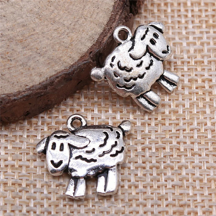 18x16mm 2.4g Multicolor Zinc Alloy Little Sheep Charm Pendant for Animal Theme DIY Jewelry Making