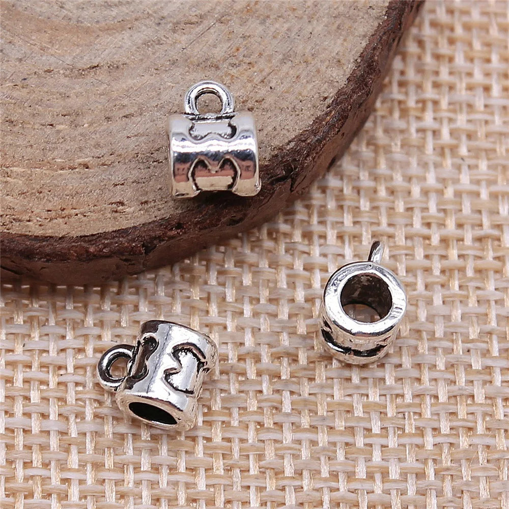 8x6x5mm 0.7g Antique Silver Zinc Alloy Connector Bail Pendant Findings for DIY Bracelet Necklace Making