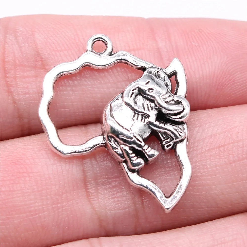 28x22mm 3.88g Antique Silver Zinc Alloy Elephant Charm Pendant for African Theme DIY Jewelry Making