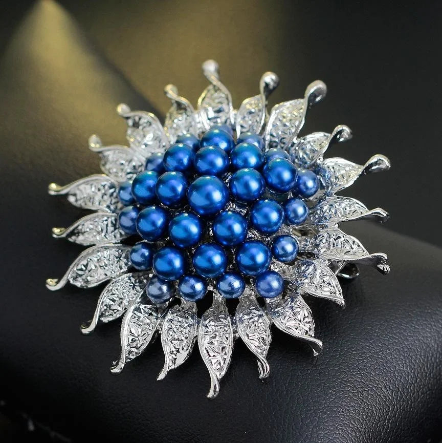 Elegant Sunflower Pearl Rhinestone Alloy Brooch, Luxury Lapel Pin Corsage Suit Accessory Gift