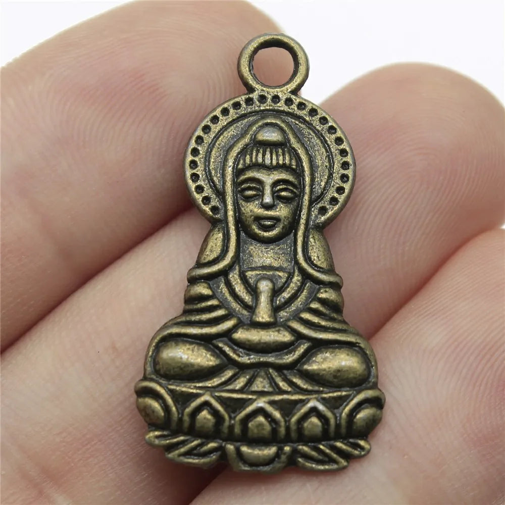 34x18mm 6g Multicolor Zinc Alloy Guanyin Charm Pendant for DIY Clothing Accessory Jewelry Making