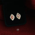 Light Luxury Vintage Geometric Waterdrop Zircon Copper Stud Earrings