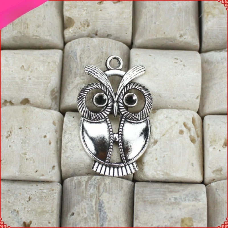 34x21MM Antique Silver Zinc Alloy Owl Charm Pendant for DIY Necklace Bracelet Jewelry Making