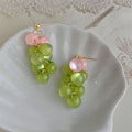 Fresh Sweet Resin Green Grape Cluster Drop Earrings Handmade Summer Fruit Geometric Jewelry
