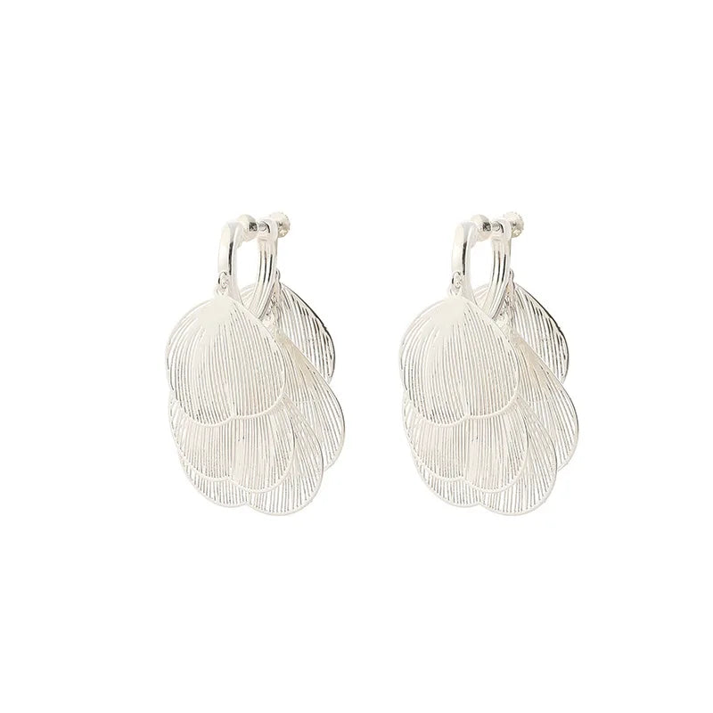 Elegant Silver Alloy Butterfly Wing Tassel Stud & Clip On No Piercing Heart Screw Back Earrings