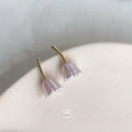 14K Plated Copper Purple Tulip Stud Earrings Sweet Korean Floral Style