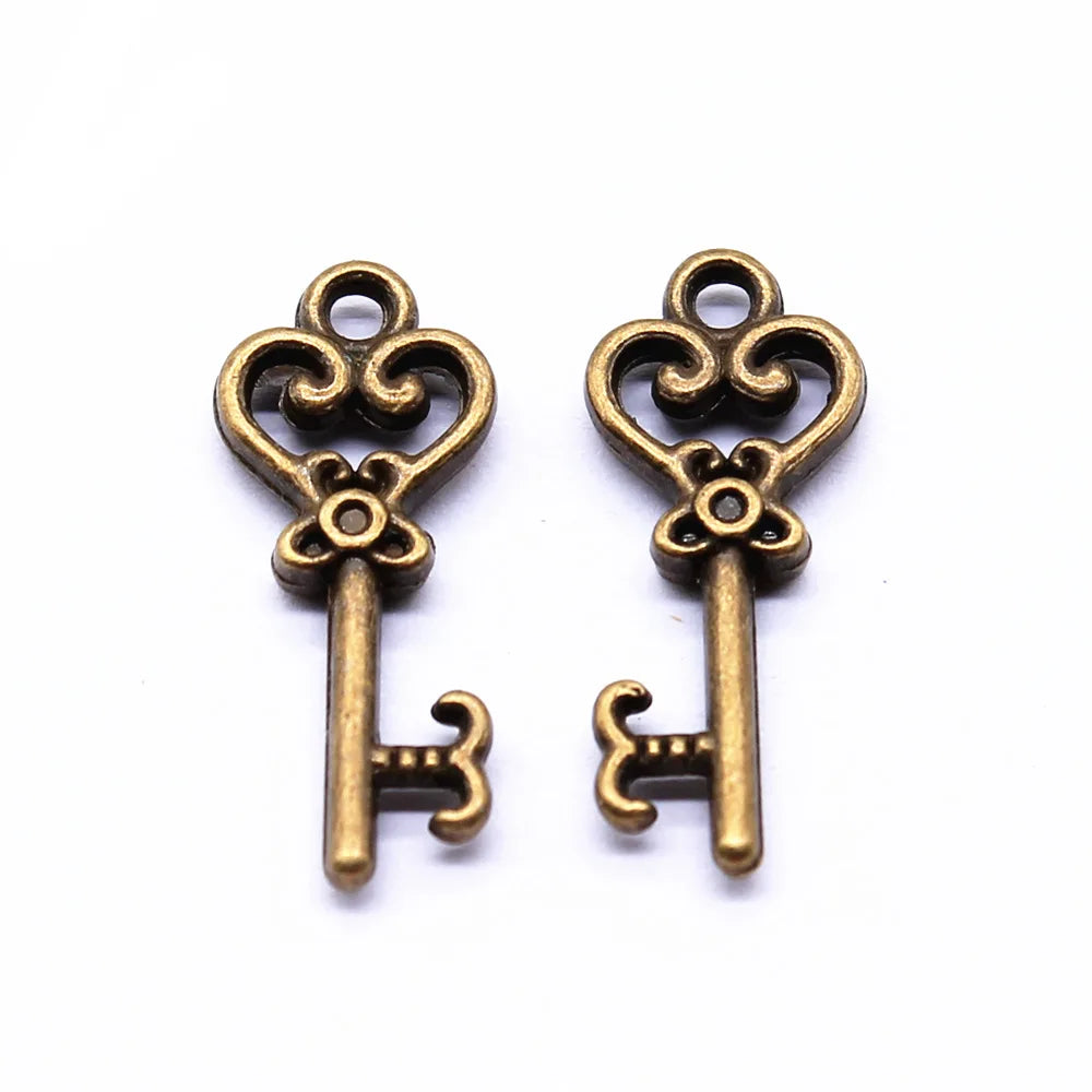 21x8mm 0.8g Multicolor Zinc Alloy Small Key Charm Pendant for DIY Bracelet Necklace Making