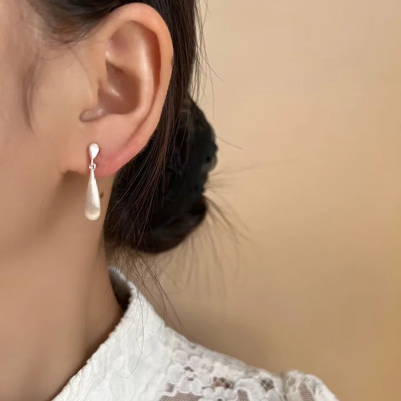 Vintage Silver Alloy Teardrop Spiral Disc Stud & Clip On No Piercing Office Dangle Earrings