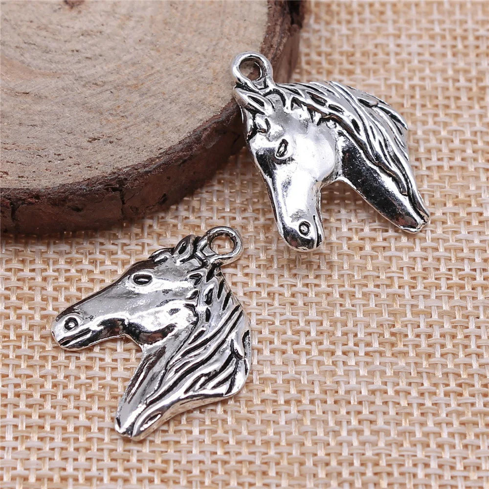 28x22mm 2.1g Multicolor Zinc Alloy Horse Head Charm Pendant for Necklace Bracelet Making