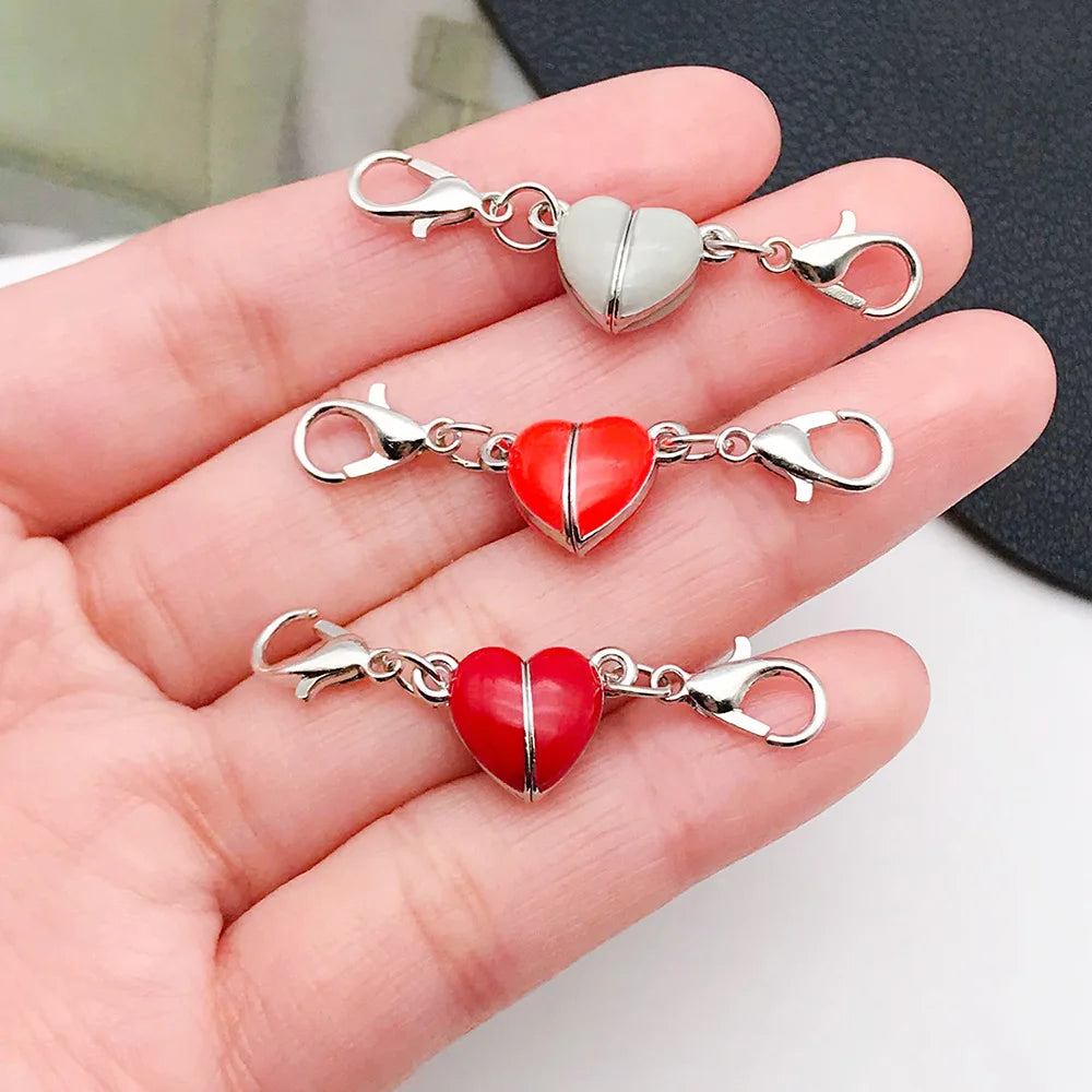 Glow Iron Heart Magnetic Clasp Connector for DIY Necklace Bracelet Clothing Decoration