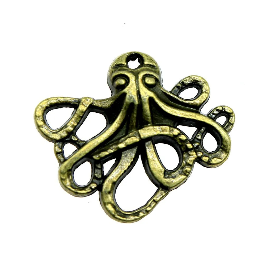 23x20mm 1.2g Multicolor Zinc Alloy Octopus Fish Charm Pendant for DIY Ocean Theme Jewelry Making