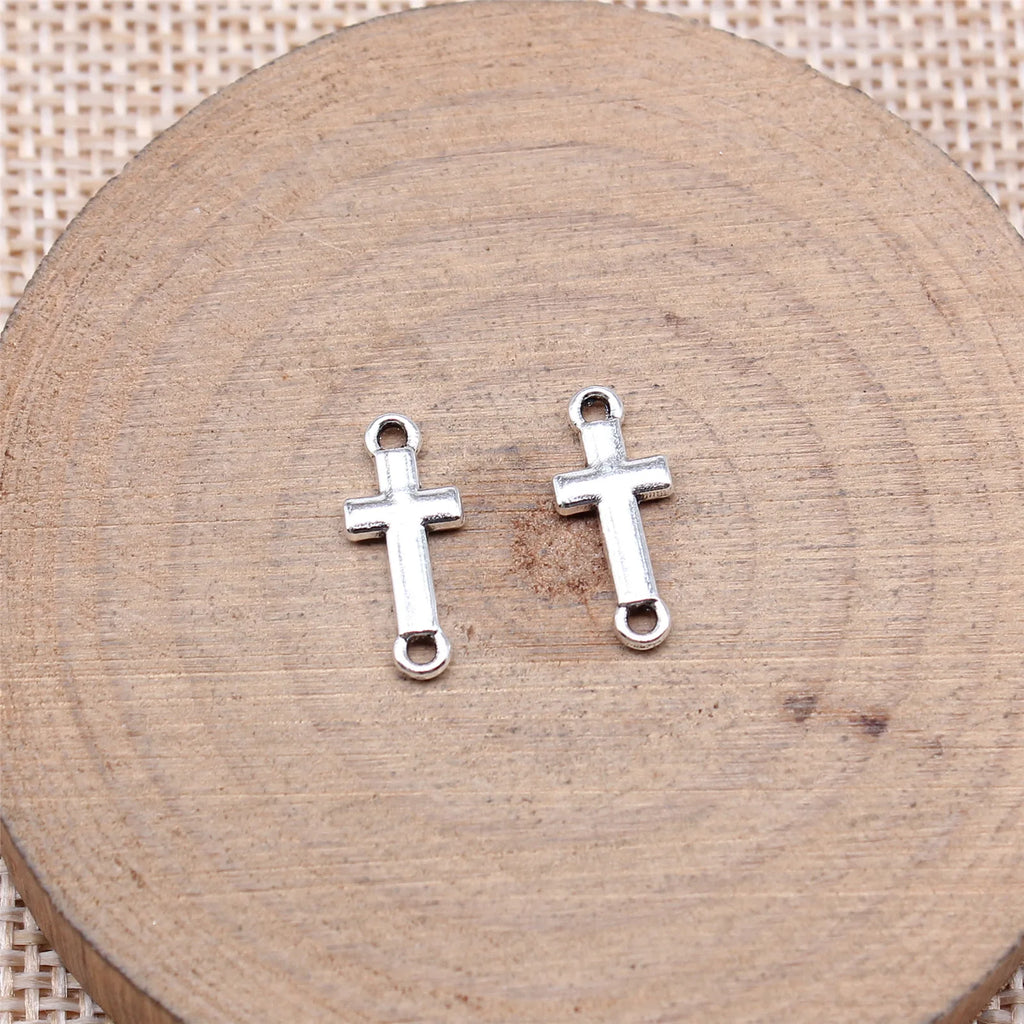 15x6mm 0.37g Antique Silver Zinc Alloy Cross Connector Charm for DIY Bracelet Necklace Making
