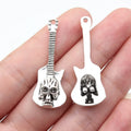 41x15mm 2.4g Antique Silver Zinc Alloy Skull Guitar Charm Pendant for Punk Necklace Making
