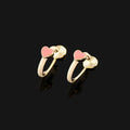 Elegant Pink Enamel Heart Spiral Hoop Alloy Stud & Clip On No Piercing Minimalist Circle Earrings