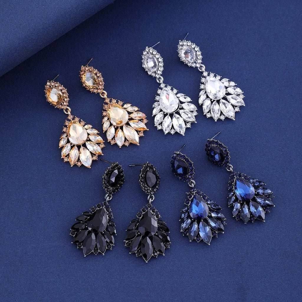 Luxury Teardrop Crystal Rhinestone Earrings For Women Elegant Bridal Wedding Party Banquet Jewelry