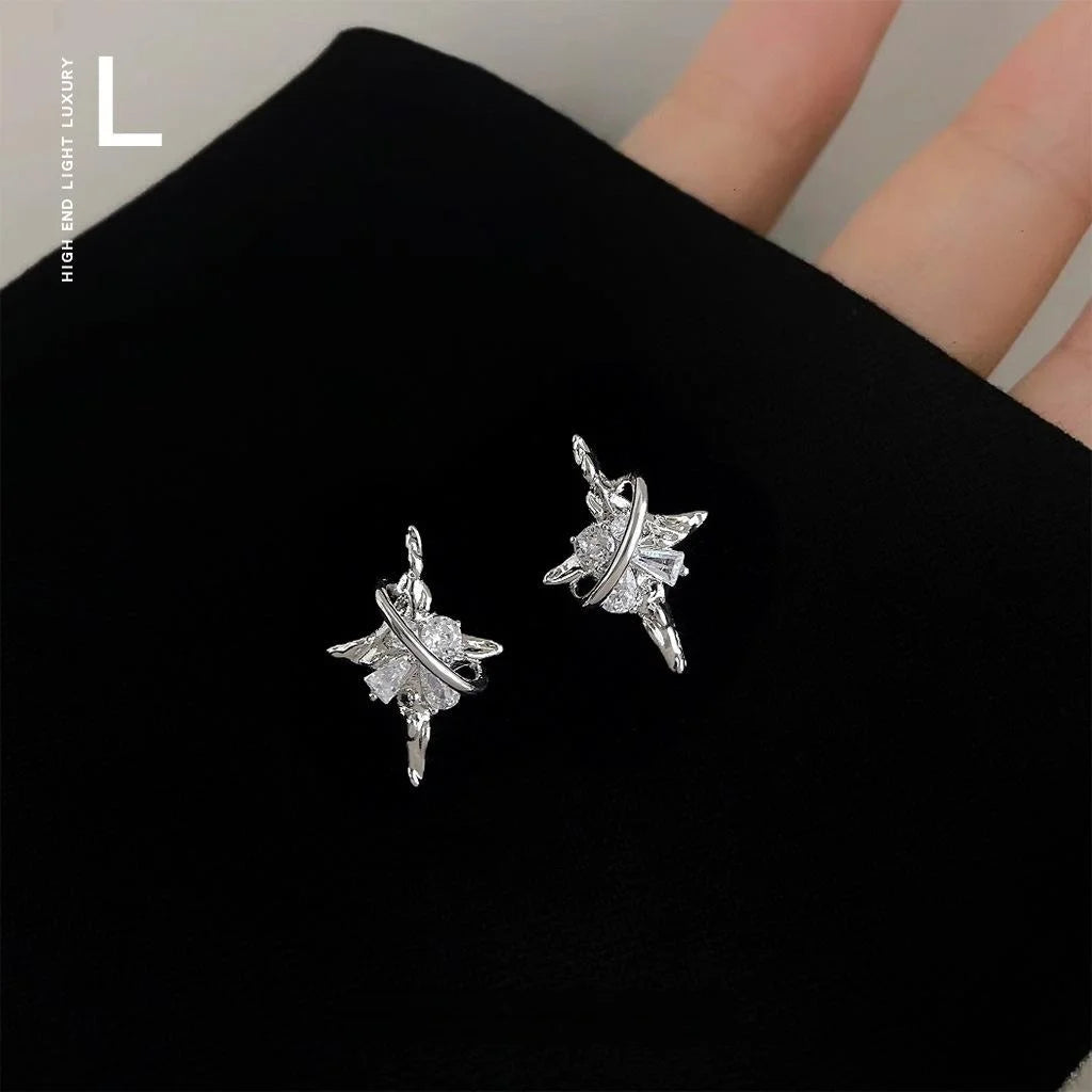 Original Design Copper Micro Pave Zircon Star Planet Stud Earrings For Women