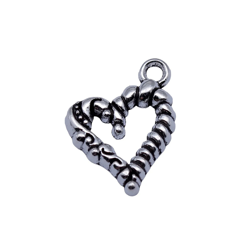 22x17mm 1.6g Antique Silver Zinc Alloy Heart Charm Pendant for DIY Garment and Jewelry Making