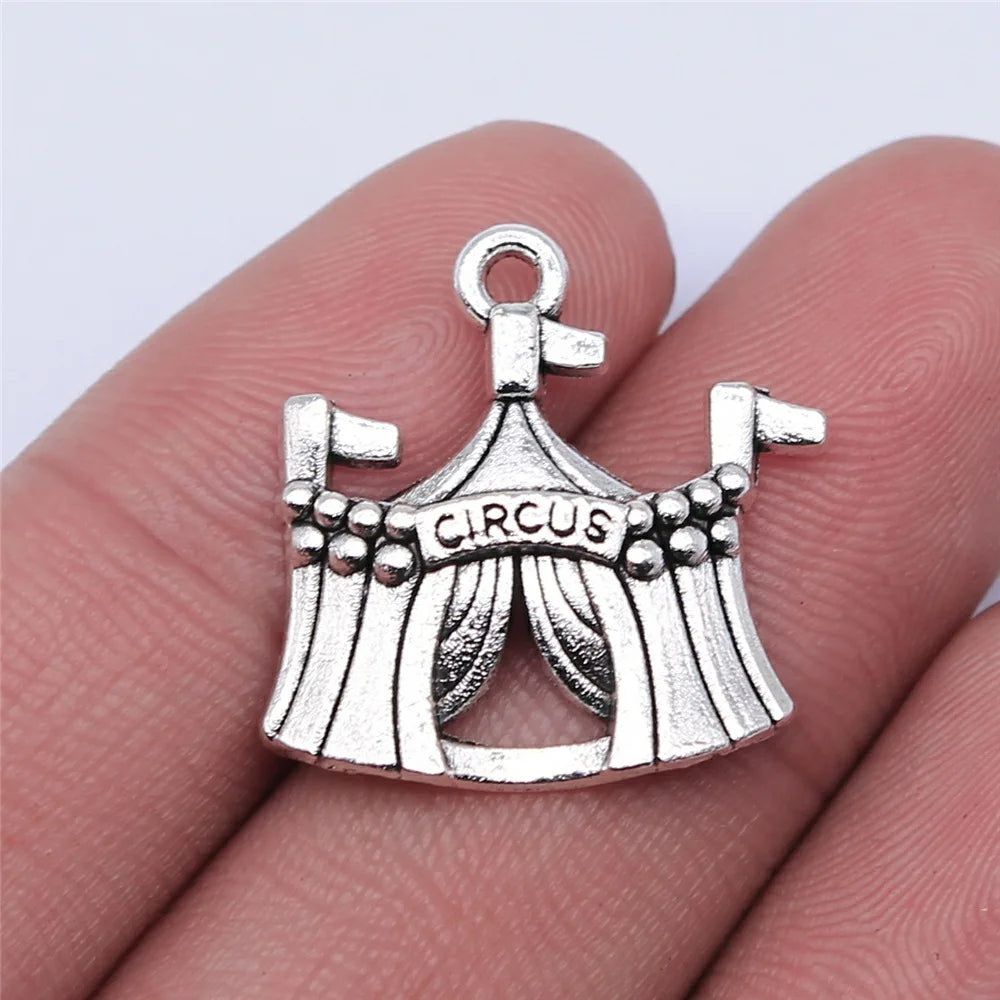 23x21mm 2.6g Antique Silver Zinc Alloy Circus Charm Pendant for DIY Necklace Bracelet Jewelry