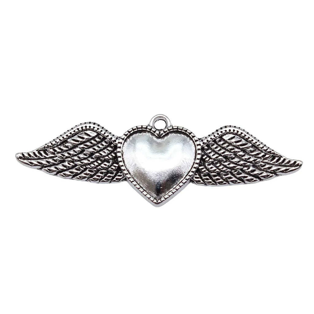 54x18mm 4.2g Antique Silver Zinc Alloy Gothic Heart Charm Pendant for DIY Necklace Making