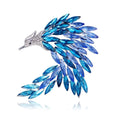 Luxury Blue Crystal Phoenix Rhinestone Brooch Elegant Firebird Lapel Pin Corsage Suit Accessory Gift