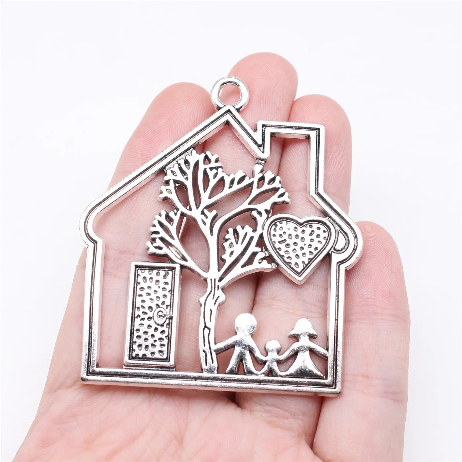 59x52mm 13.7g Multicolor Zinc Alloy Happy Family Charm Pendant for DIY Family Theme Jewelry