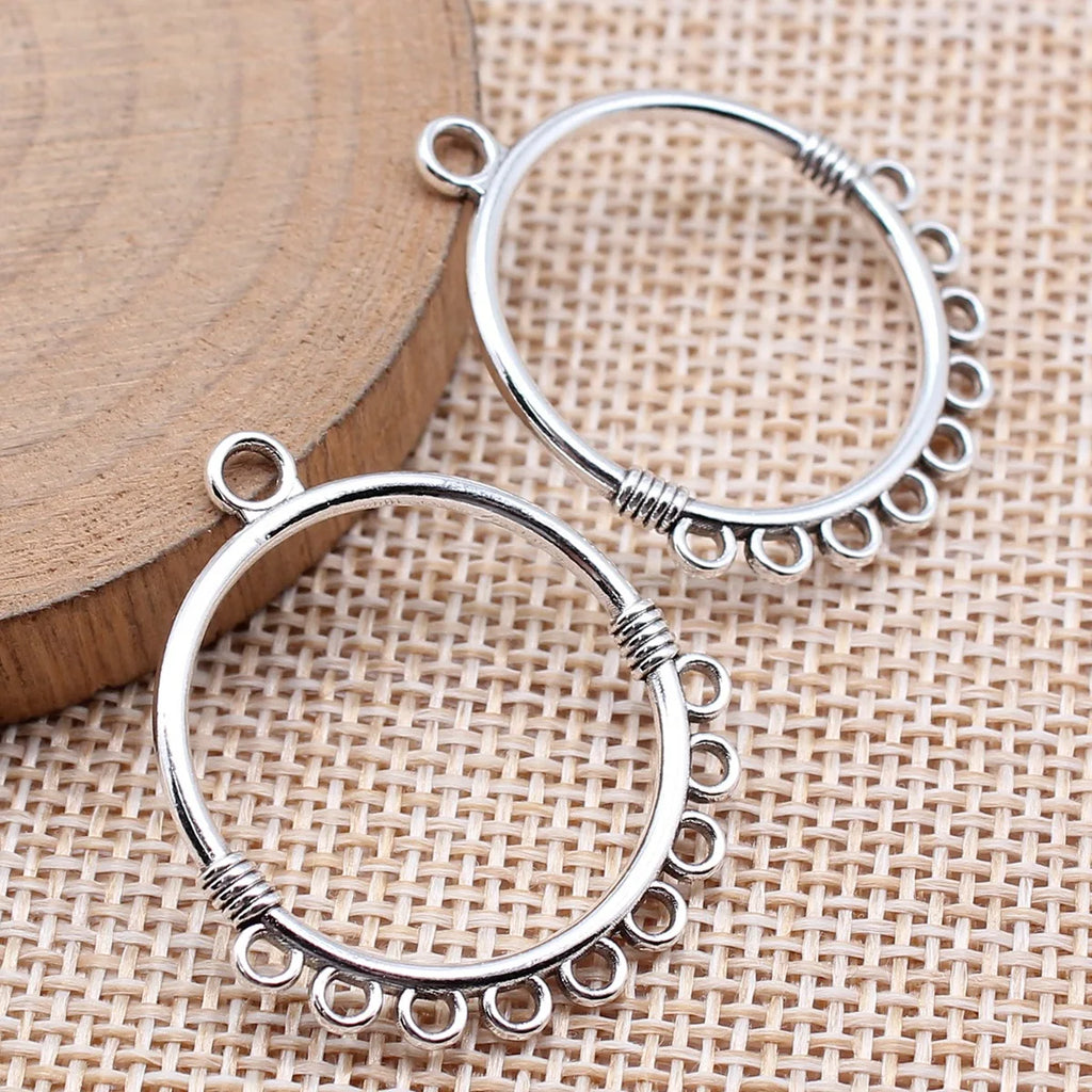 32x29mm 1.7g Multi Color Zinc Alloy Round Multi Hole Earring Connector Charms for DIY Earring Making