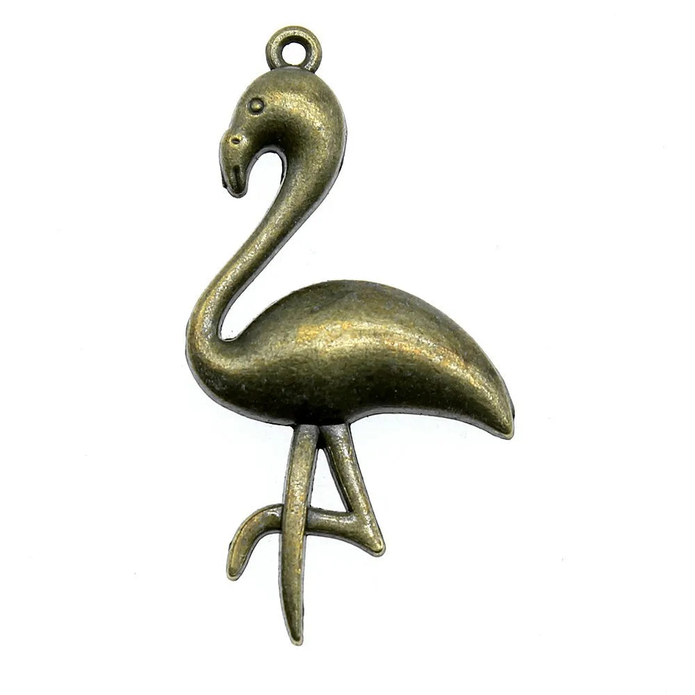 47x25mm 3.4g Multicolor Zinc Alloy Flamingo Bird Charm Pendant for DIY Necklace Bracelet Jewelry Making