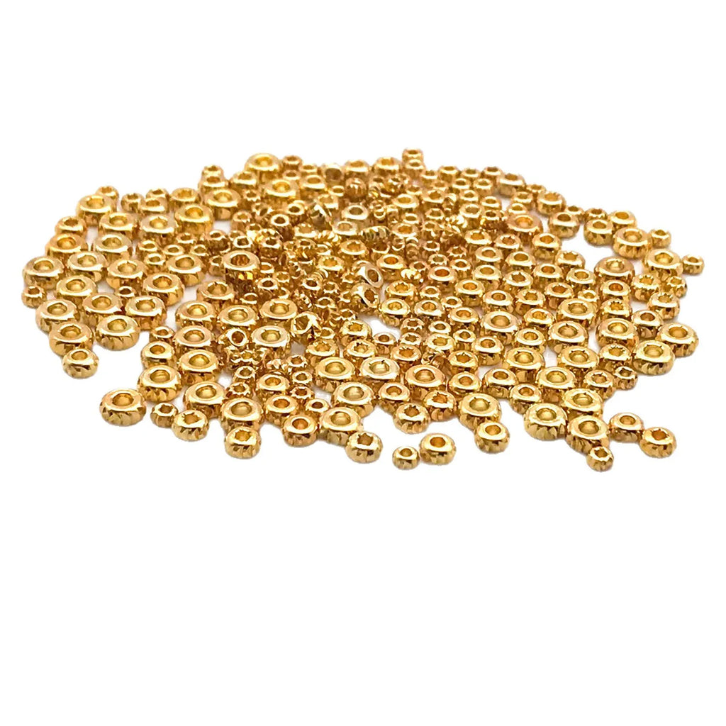 18K Gold Plated Copper Alloy Round Spacer Beads for DIY Bracelet Necklace Bead Making