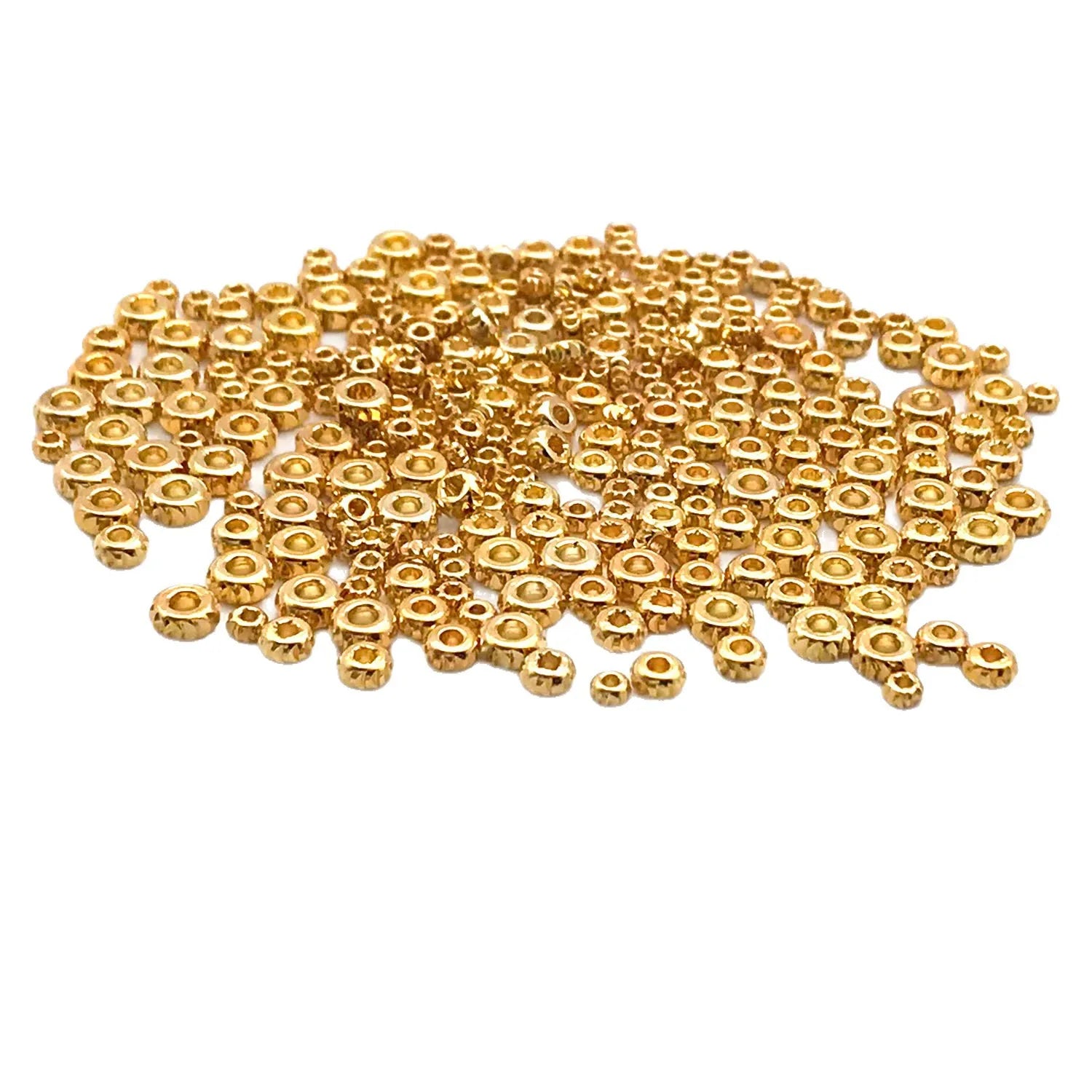 18K Gold Plated Copper Alloy Round Spacer Beads for DIY Bracelet Necklace Bead Making