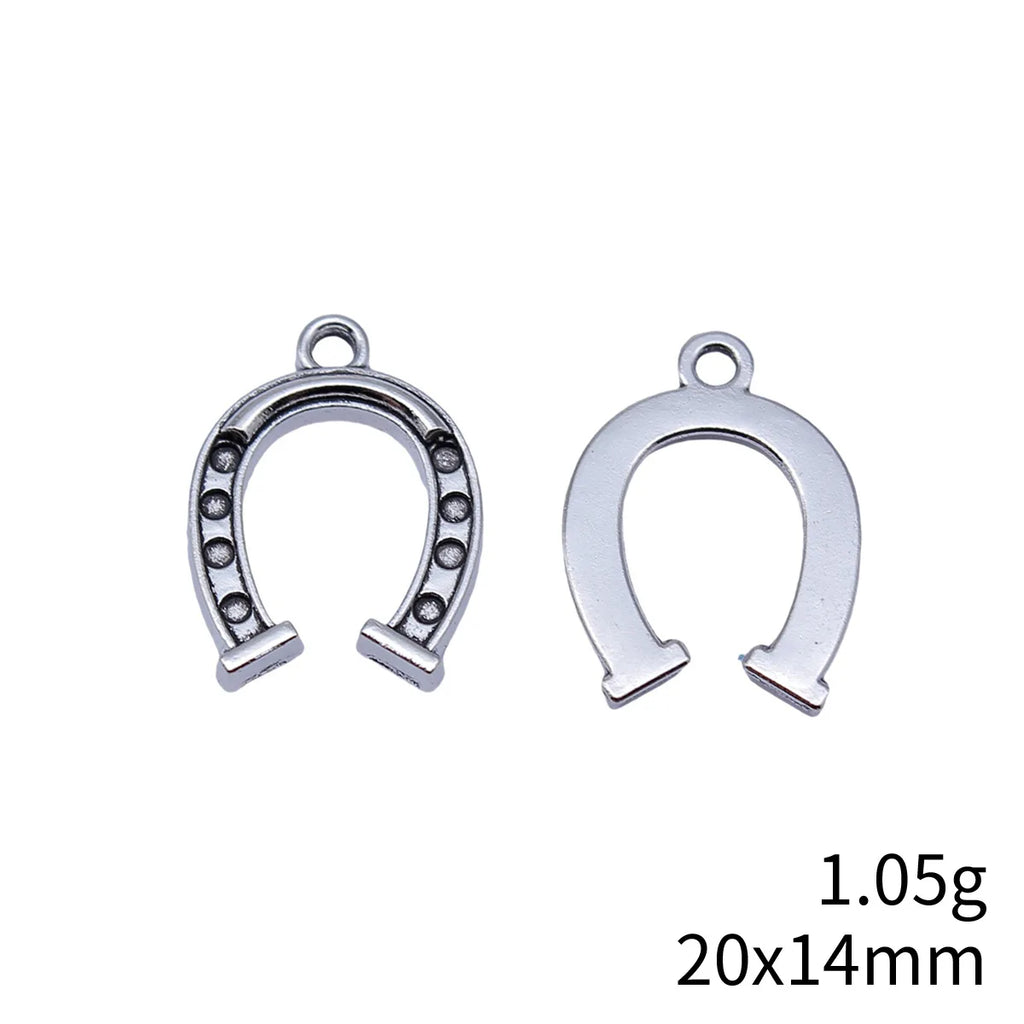 20x14mm 1.05g Antique Silver Finish Iron Western Horseshoe Charm Pendant for Bracelet Necklace DIY