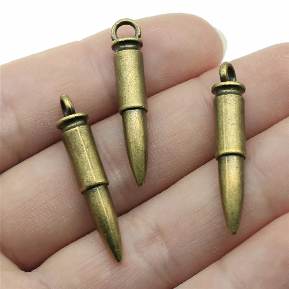 33x6x6mm 3.4g Antique Bronze Zinc Alloy Bullet Charm Pendant for DIY Bracelet Necklace Jewelry Making