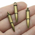 33x6x6mm 3.4g Antique Bronze Zinc Alloy Bullet Charm Pendant for DIY Bracelet Necklace Jewelry Making