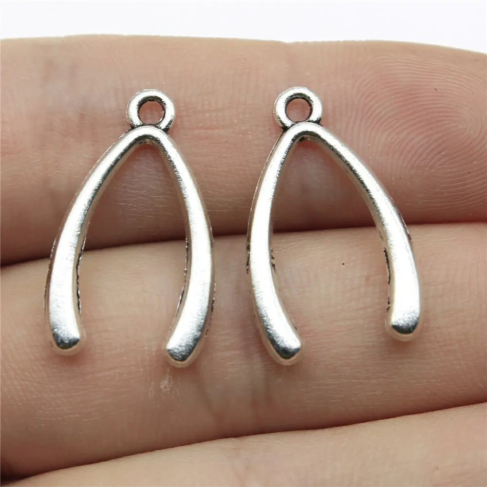 25x14mm 1.5g Multicolor Zinc Alloy Wishbone Charm Pendant for DIY Necklace Bracelet Jewelry Making