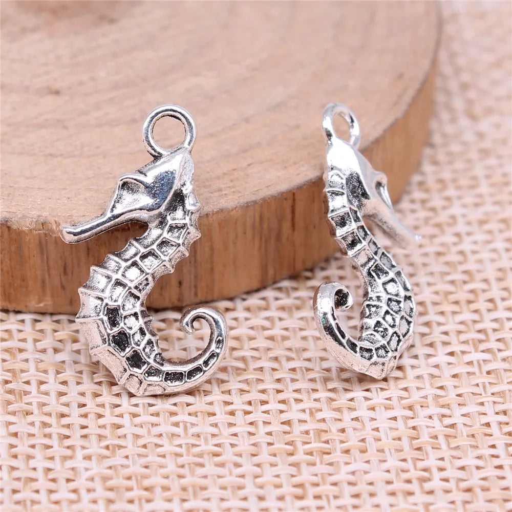 23x11mm 1.6g Multicolor Zinc Alloy Seahorse Charm Pendant for DIY Ocean Necklace Bracelet Making
