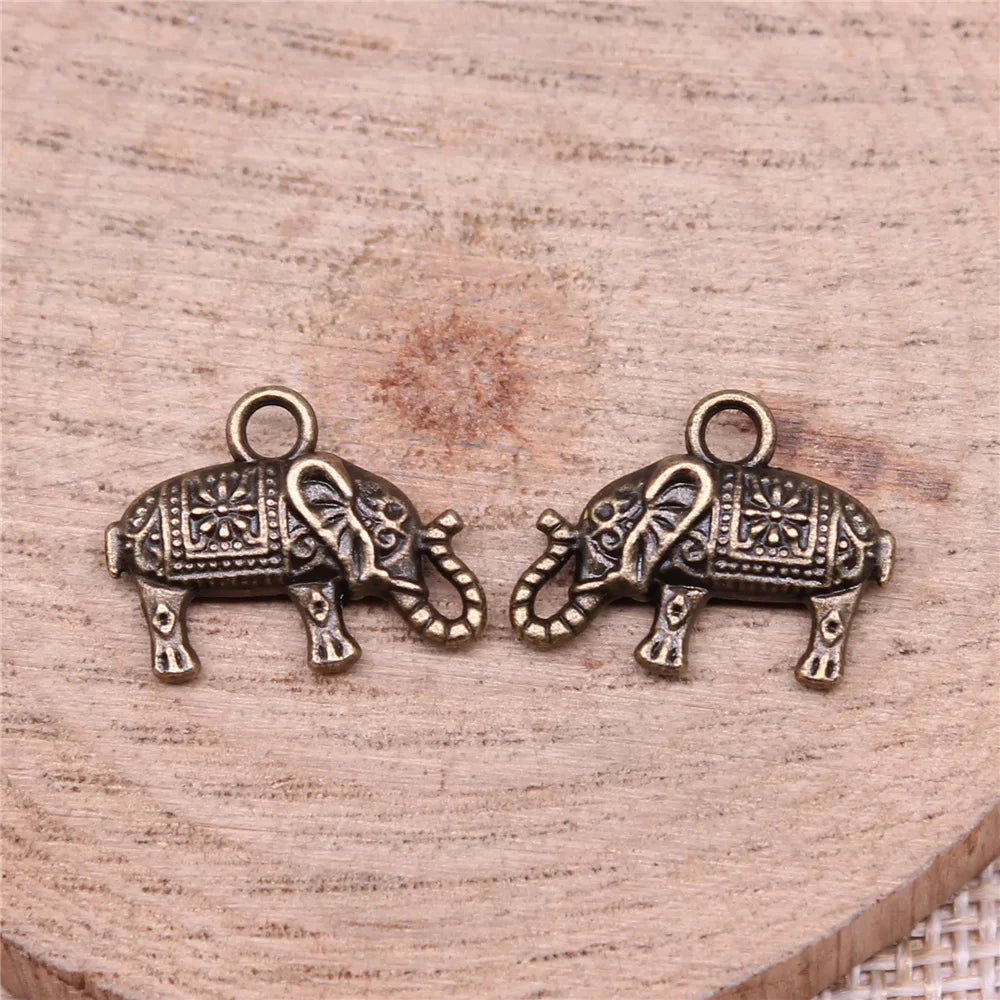 17x13mm 1.5g Multicolor Zinc Alloy Elephant Charm Pendant for Necklace Bracelet DIY Jewelry Making
