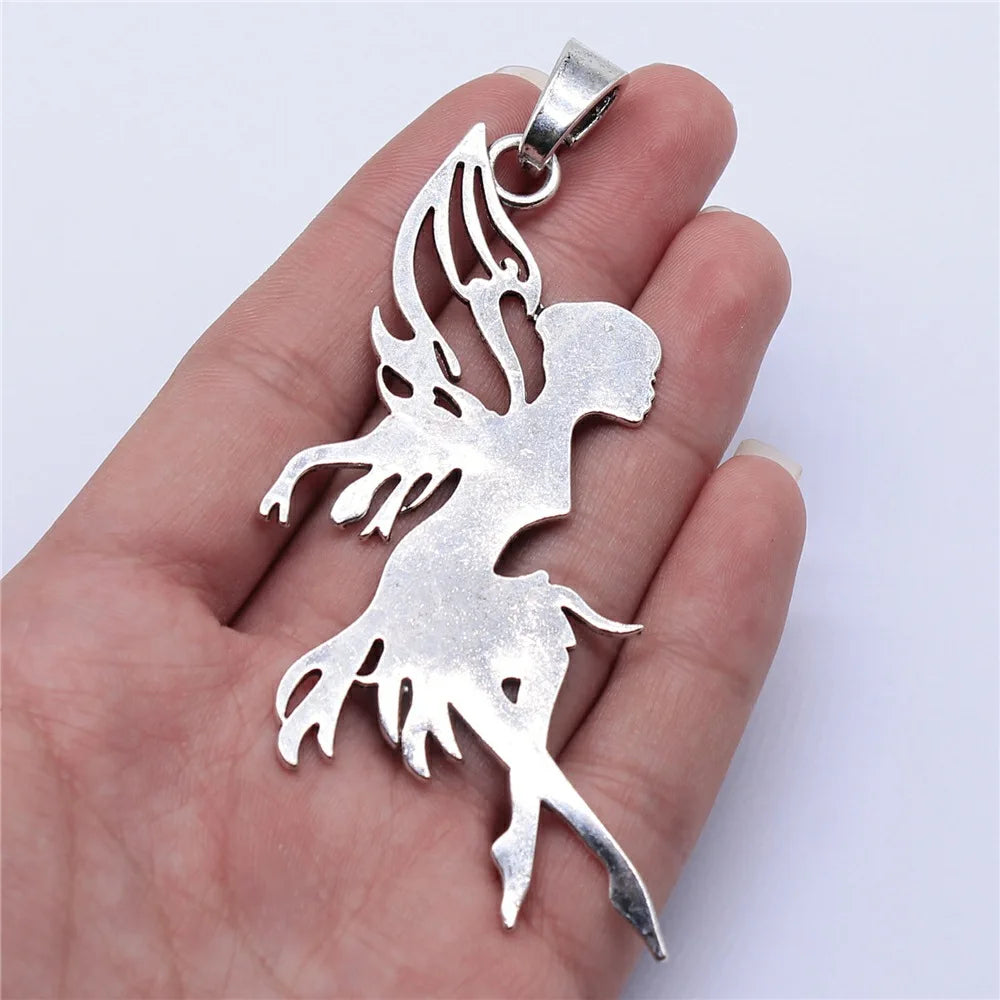 91x42mm 14g Antique Silver Zinc Alloy Dancer Fairy Charm Pendant for DIY Necklace Bracelet Making