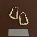 14K Gold Plated Copper Full Rhinestone Geometric Line Ring Drop Earrings For Light Luxury Commuter Style