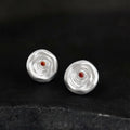 Original Textured New Chinese Matte Silver Plated Copper Zircon Round Stud Earrings
