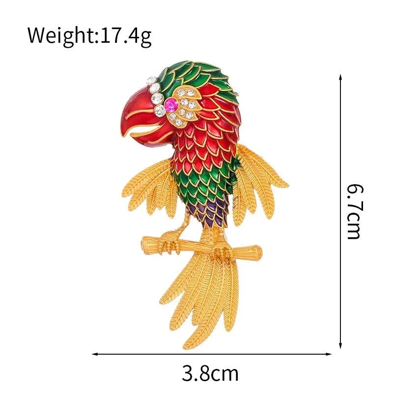 Cute Enamel Parrot Brooch With Rhinestone Accents, Colorful Animal Bird Lapel Pin Suit Accessory Gift