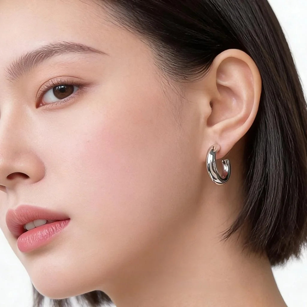 Minimalist Smooth Hollow Round Geometric Copper Drop Earrings Fashion Metal Jewelry