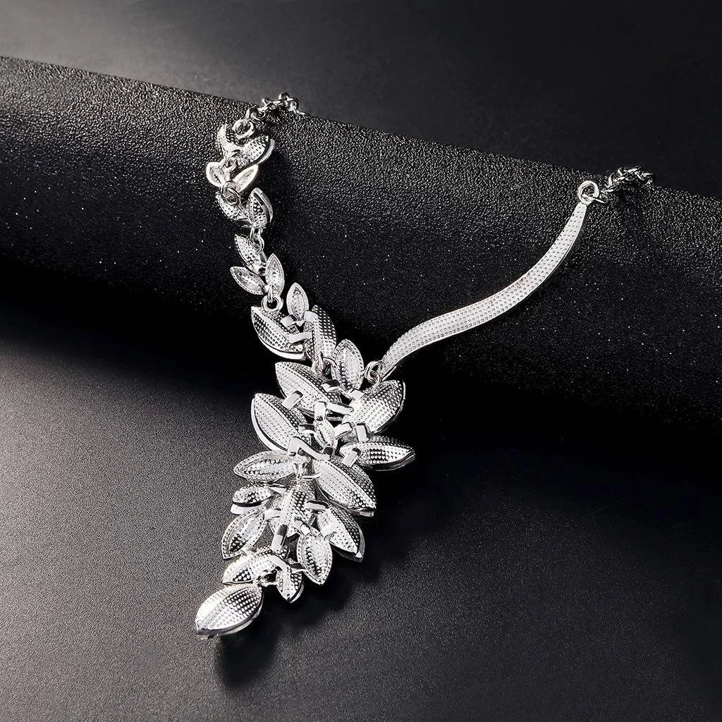 Luxury Bridal Crystal Rhinestone Flower Necklace Earrings Jewelry Set For Wedding Party Banquet Gift
