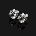 Irregular Crumpled Silver Alloy Hoop With Spiral Disc Stud & Clip On No Piercing Earrings