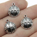 17x13mm 2g Antique Silver Zinc Alloy Basketball Charm Pendant for DIY Sports Jewelry Making
