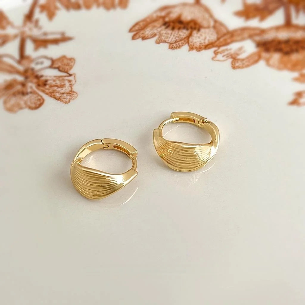 14K Gold Plated Copper Geometric Circle Drop Earrings Minimalist Line Elegant Fashion Jewelry