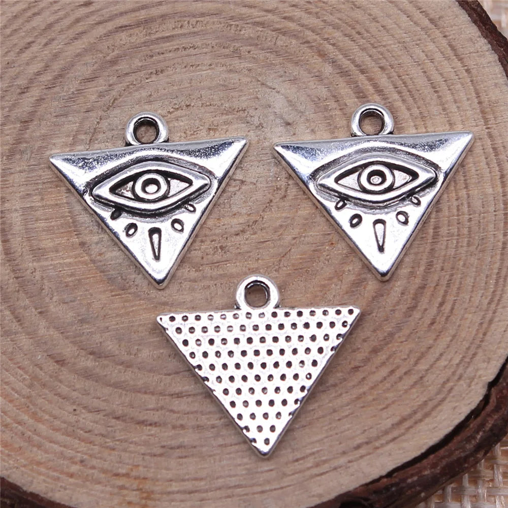 14x13mm 0.9g Multicolor Zinc Alloy Triangle Eye Charm Pendant for DIY Necklace Bracelet Making