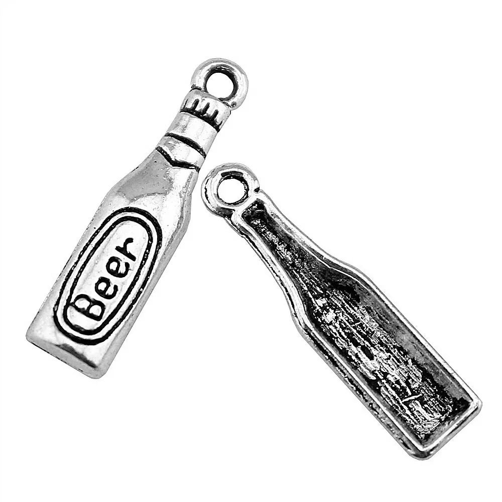 24x6mm 0.8g Antique Silver Zinc Alloy Beer Charm Pendant for Bracelet Necklace DIY Jewelry