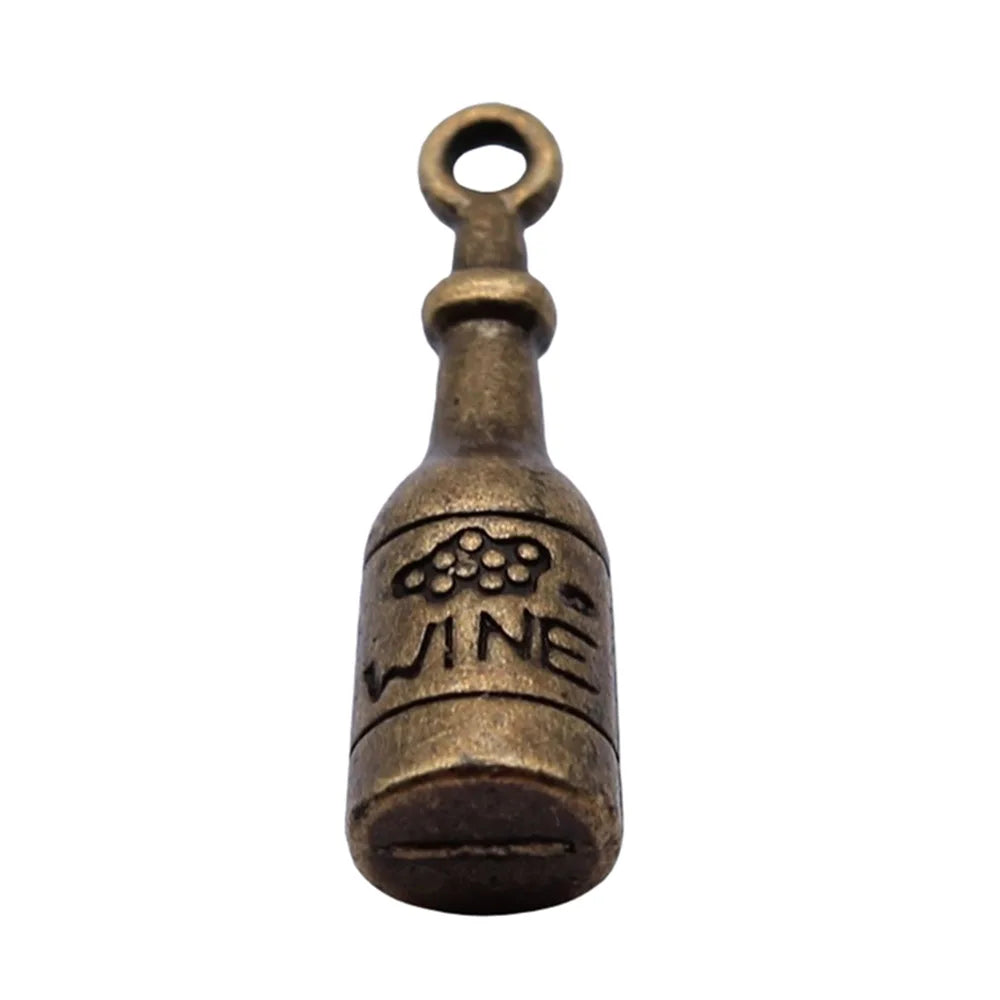 28x8mm 4.4g Multicolor Zinc Alloy 3D Wine Bottle Charm Pendant for DIY Necklace Bracelet Making