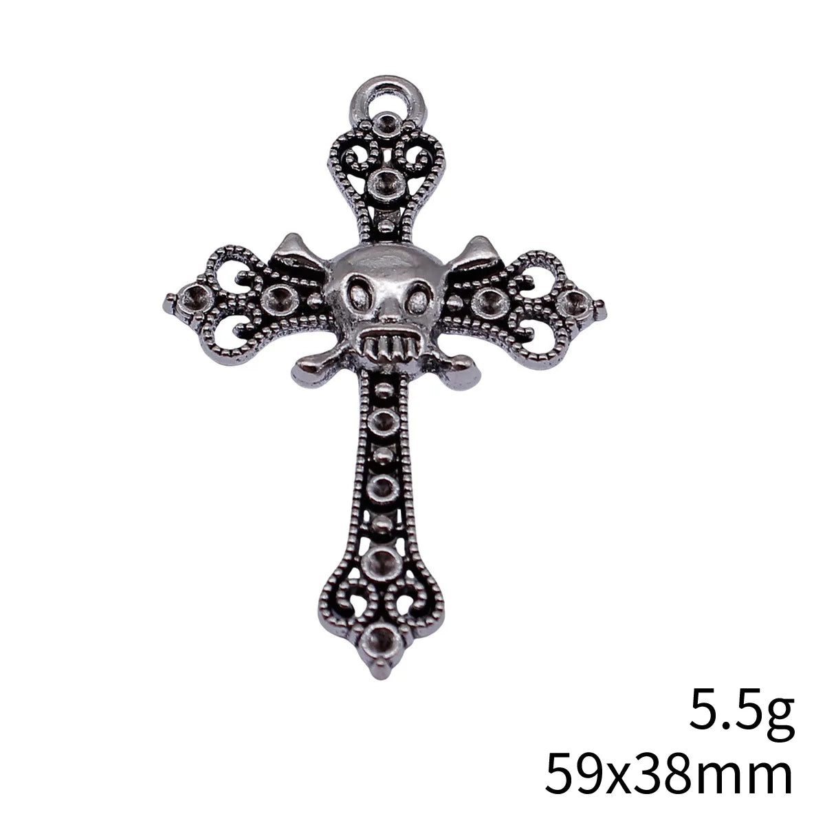 59x38mm 5.5g Antique Silver Zinc Alloy Skull Cross Charm Pendant for Gothic DIY Necklace Jewelry